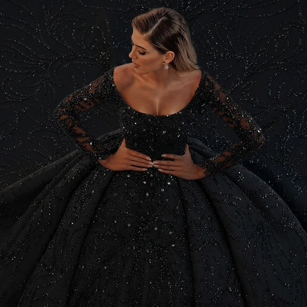 Bmbridal Long Sleeve Ball Gown Wedding Dress With Beads (ZD17404)