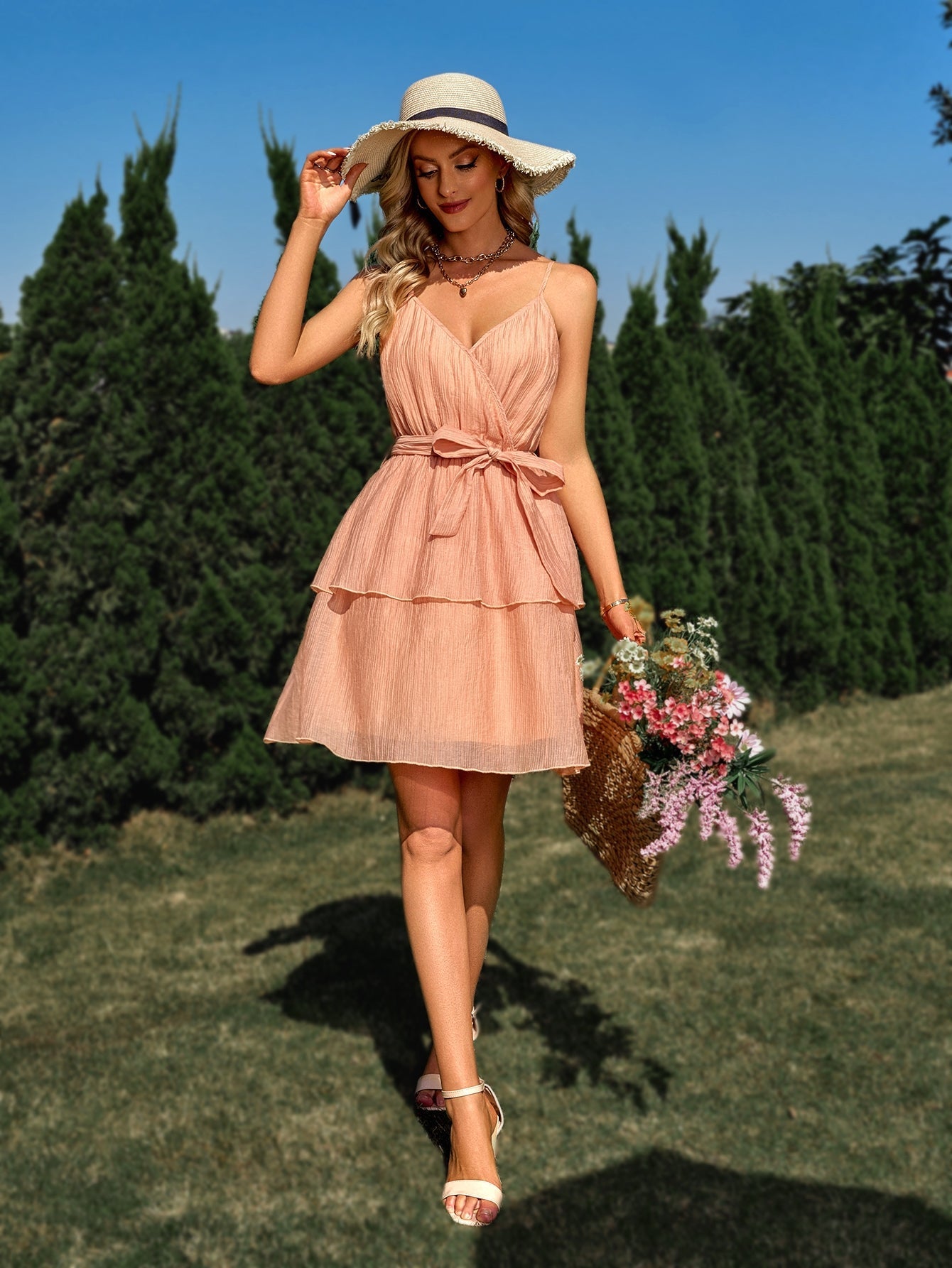 V Neck Sky Blue A Line Short Graduation Party Dress - Fashionpara