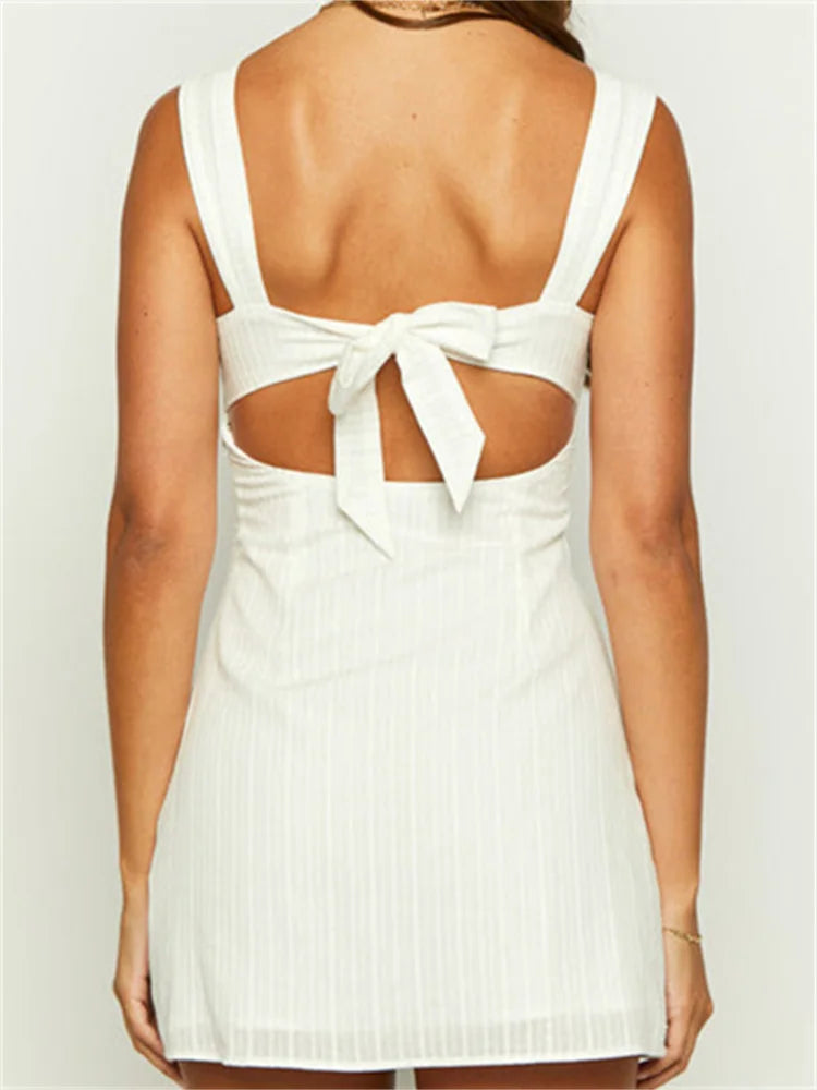 Retro Laceup Strap Sling Mini Dresses