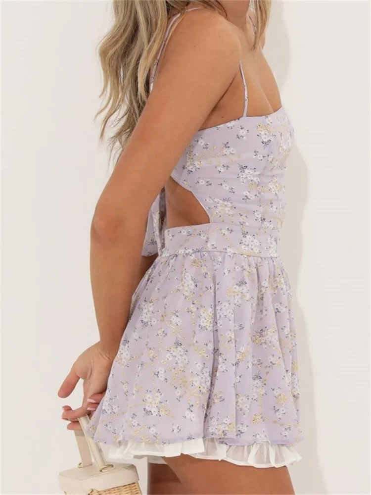 Sleeveless Spaghetti Strap Backless Mini Dresses - View 2 | VelvetHem