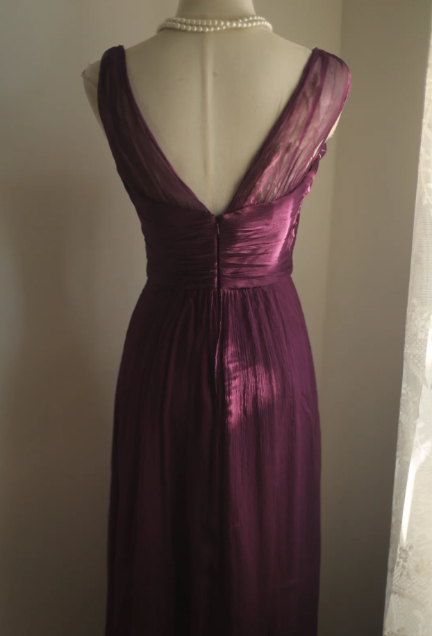 Charming Purple V-Neck Tulle Long Wedding Guest Dress Formal Evening & Prom Dress - View 4 | FashionDia