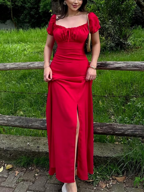 Elegant Red Sweetheart Neck Long Prom Dress Sheath Party Evening Dress