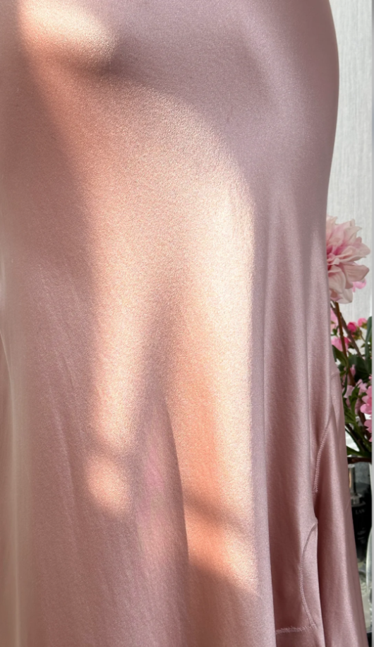 Elegant Spaghetti Straps Sweetheart Neck Pink Satin Mermaid Party Dress Long Birthday Prom Gown - View 6 | FashionDia
