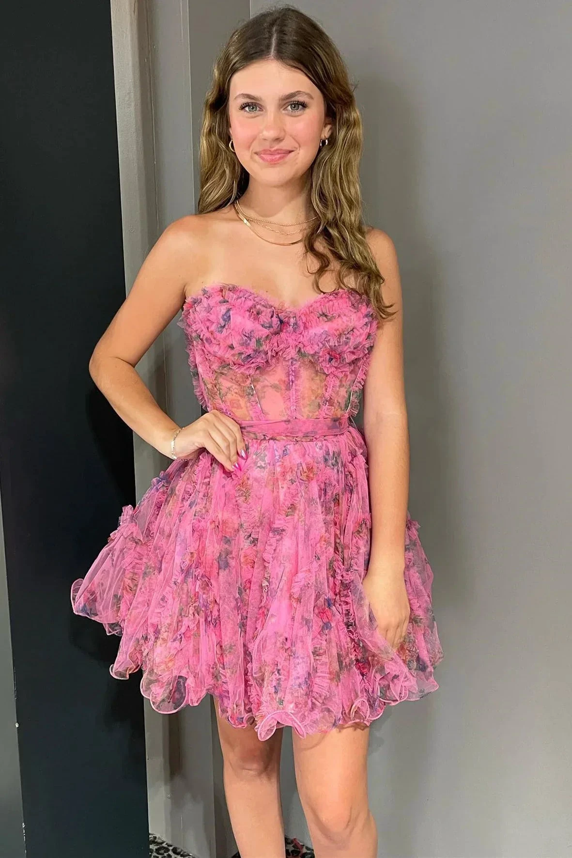 Strapless Ruffles A-line Homecoming Dress Y2831 by simplepromdress