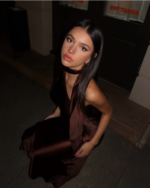 Stylish Halter Sleeveless Brown Satin Mermaid Long Wedding Guest Dress Evening Dress