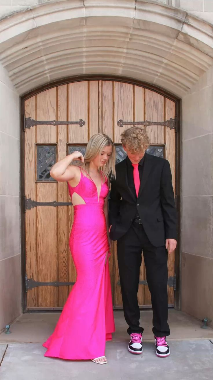 Elegant Hot Pink Mermaid Prom Dress With Split,Senior Prom Dress - FashionDia
