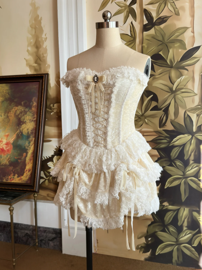 Sweet Sweetheart Neck Light Yellow Lace Layered Short Birthday Dress Formal 8th Grade Homecoming Dress - View 7 | FashionDia