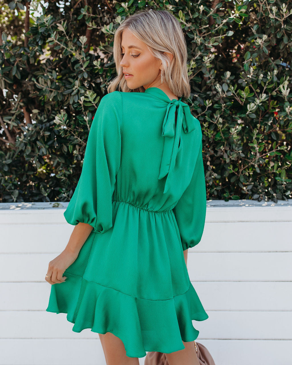 Call Me Angel Textured Satin Dress Green