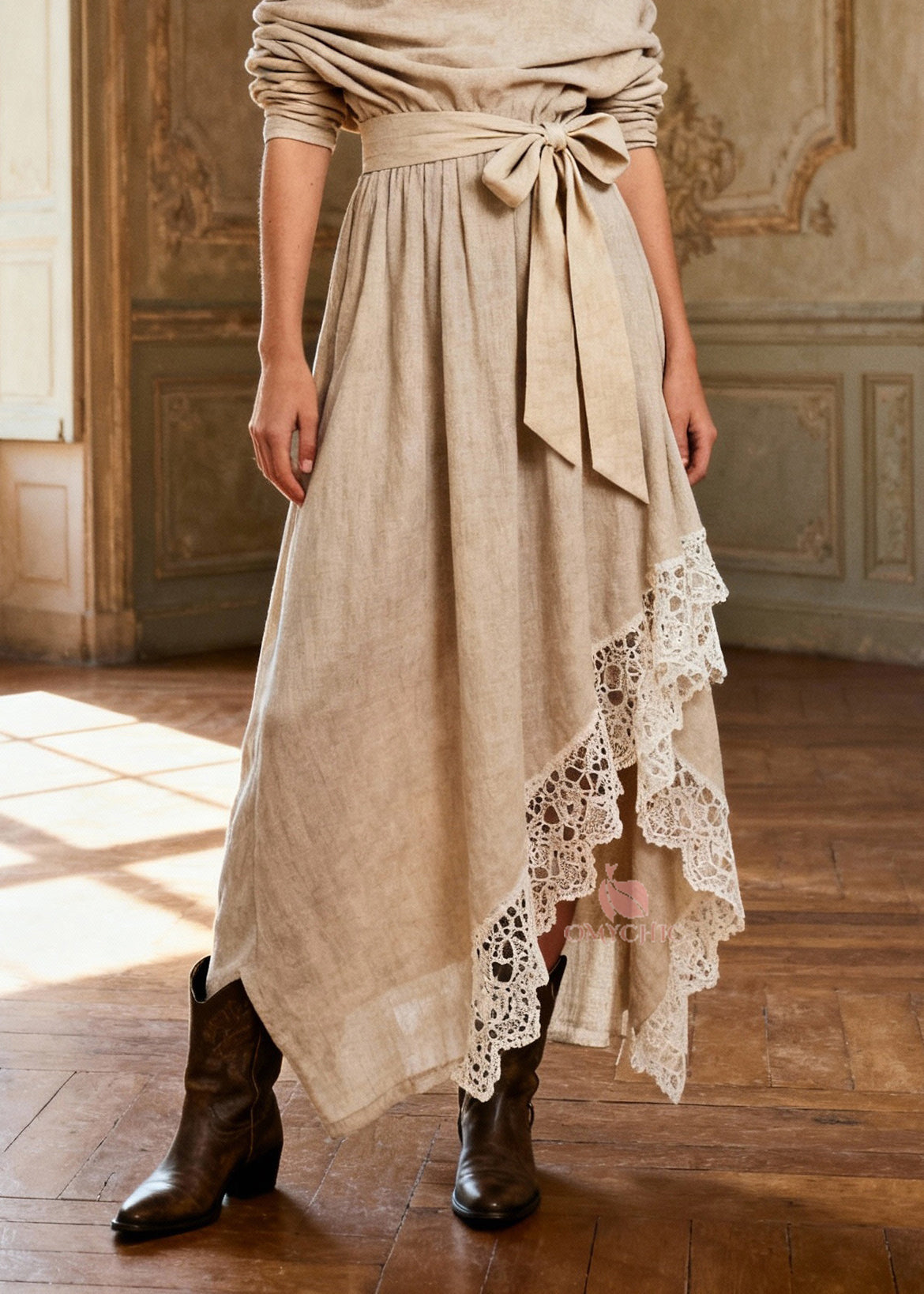 Casual Khaki Asymmetrical One Shoulder Maxi Dresses Spring