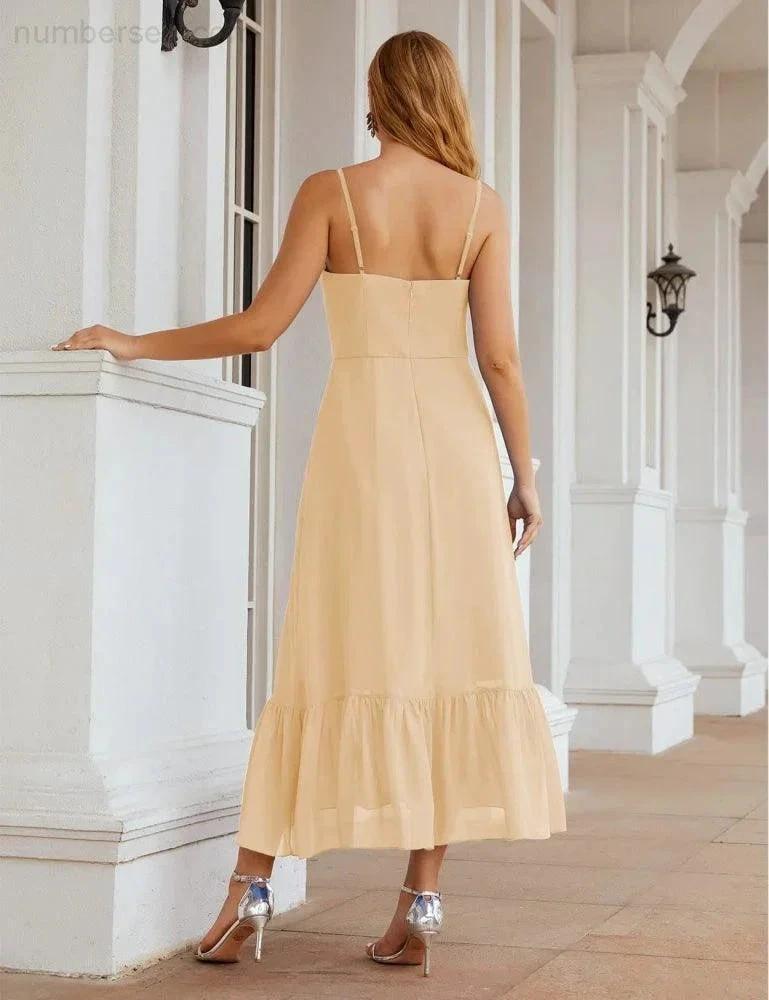 ZapDress Spaghetti Strap Chiffon Bridesmaid Dress Ankle Length Formal A Line Cocktail Party Homecoming Dress for Juniors (ZD16949)