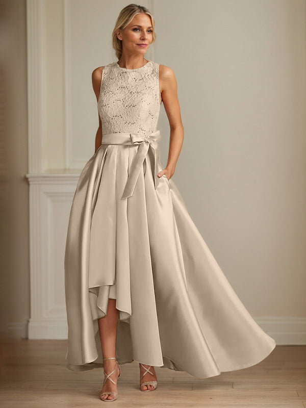 A-Line/Princess Jewel Neck Sleeveless Mother Of The Bride Dresses With Pleats Lace - View 9 | FashionDia