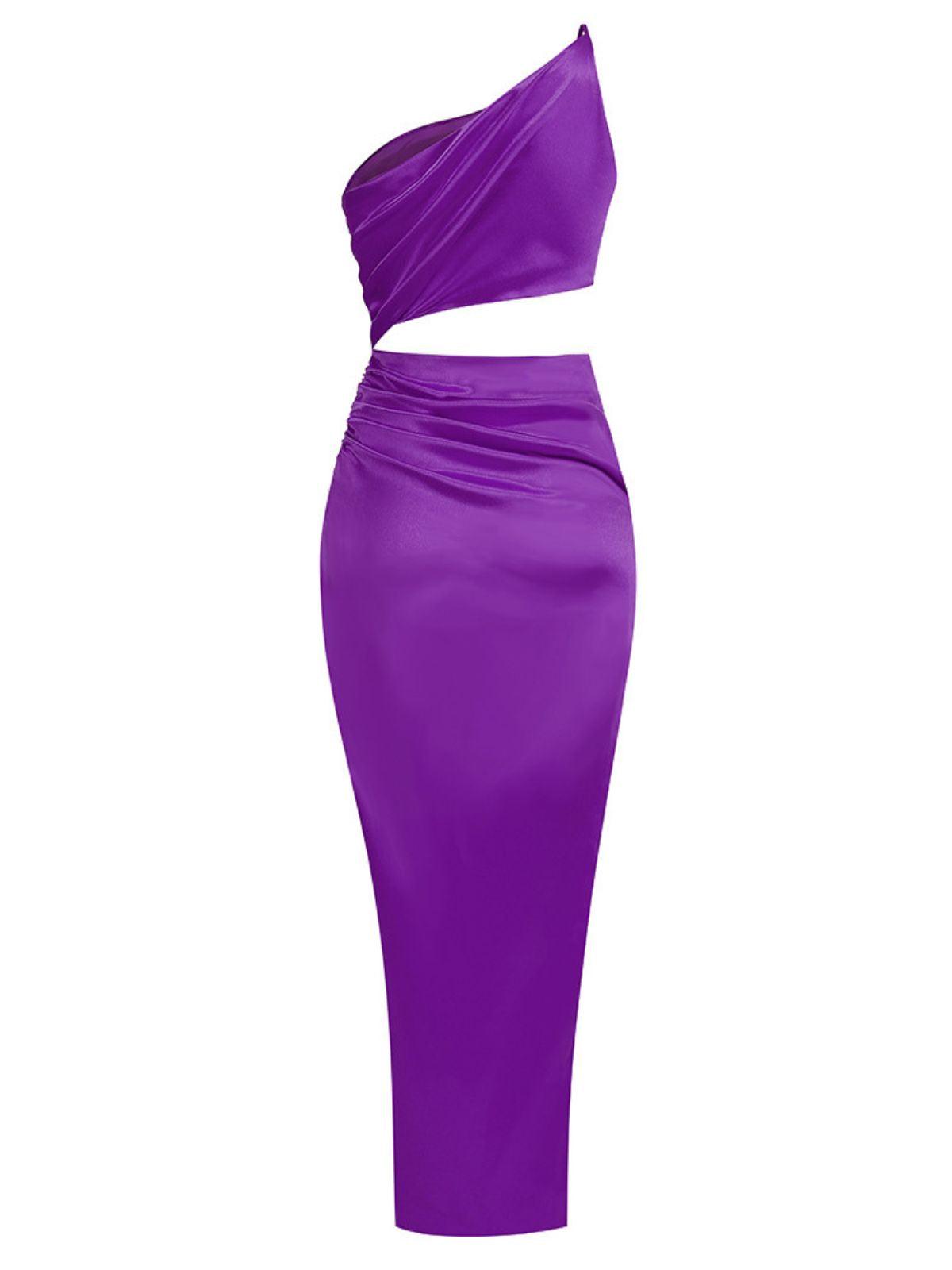 Chara One Shoulder Cutout Maxi Dress In Purple