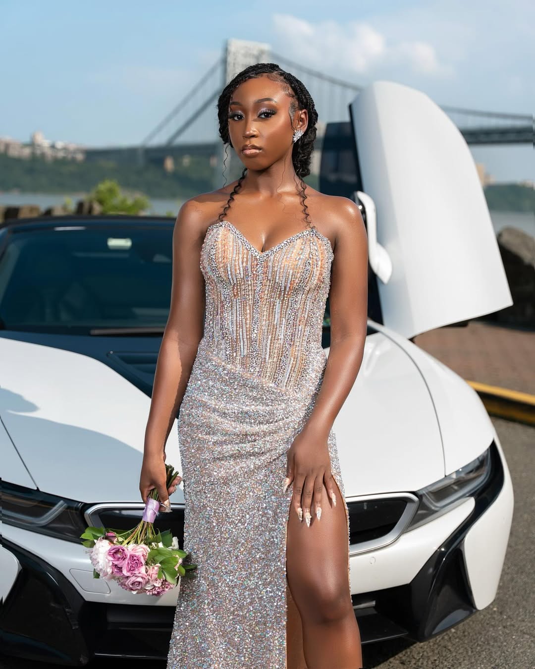 Charming Sweetheart Strapless Sleeveless Mermaid Prom Dresses Floor Length Gem With High Split