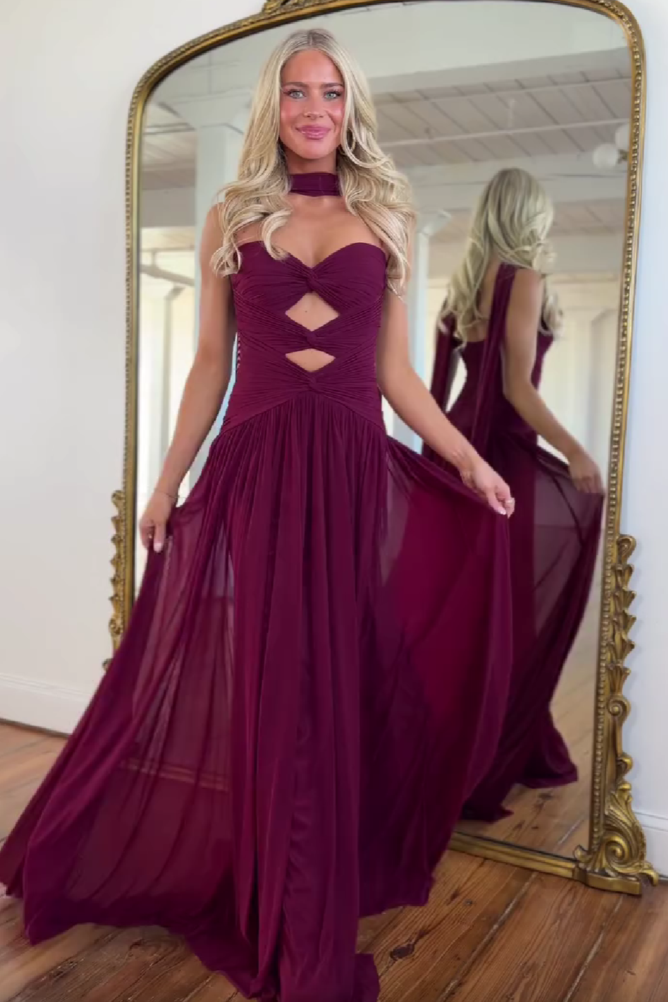 Charming A Line Sweetheart Burgundy Long Prom Dress with Keyhole