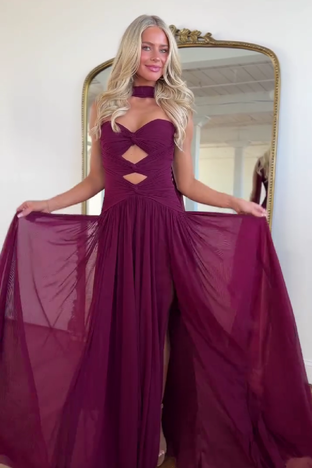 Charming A Line Sweetheart Burgundy Long Prom Dress with Keyhole
