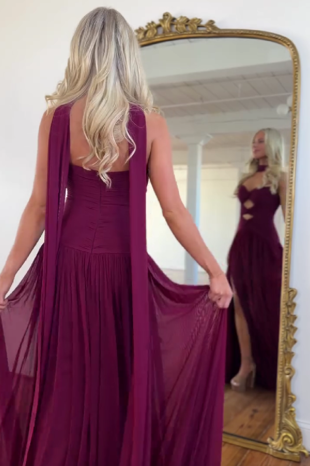Charming A Line Sweetheart Burgundy Long Prom Dress with Keyhole