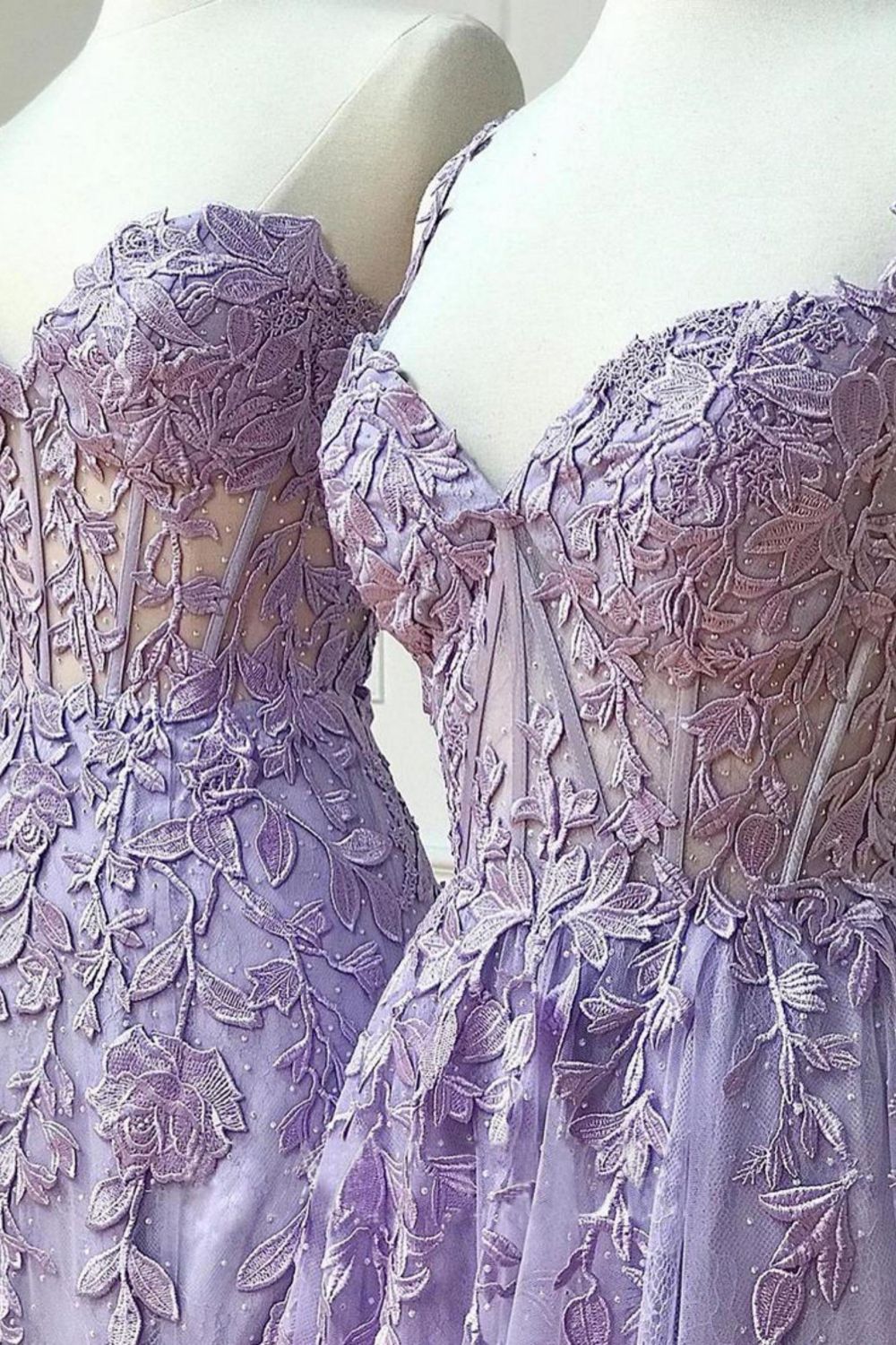 Charming Lilac Mermaid Corset Back Long Prom Dress With Appliques