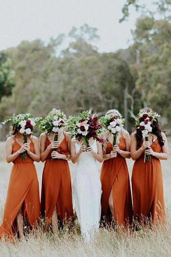 Charming Spaghetti Straps A-line Bridesmaid Dresses With Slit (ZD13256)