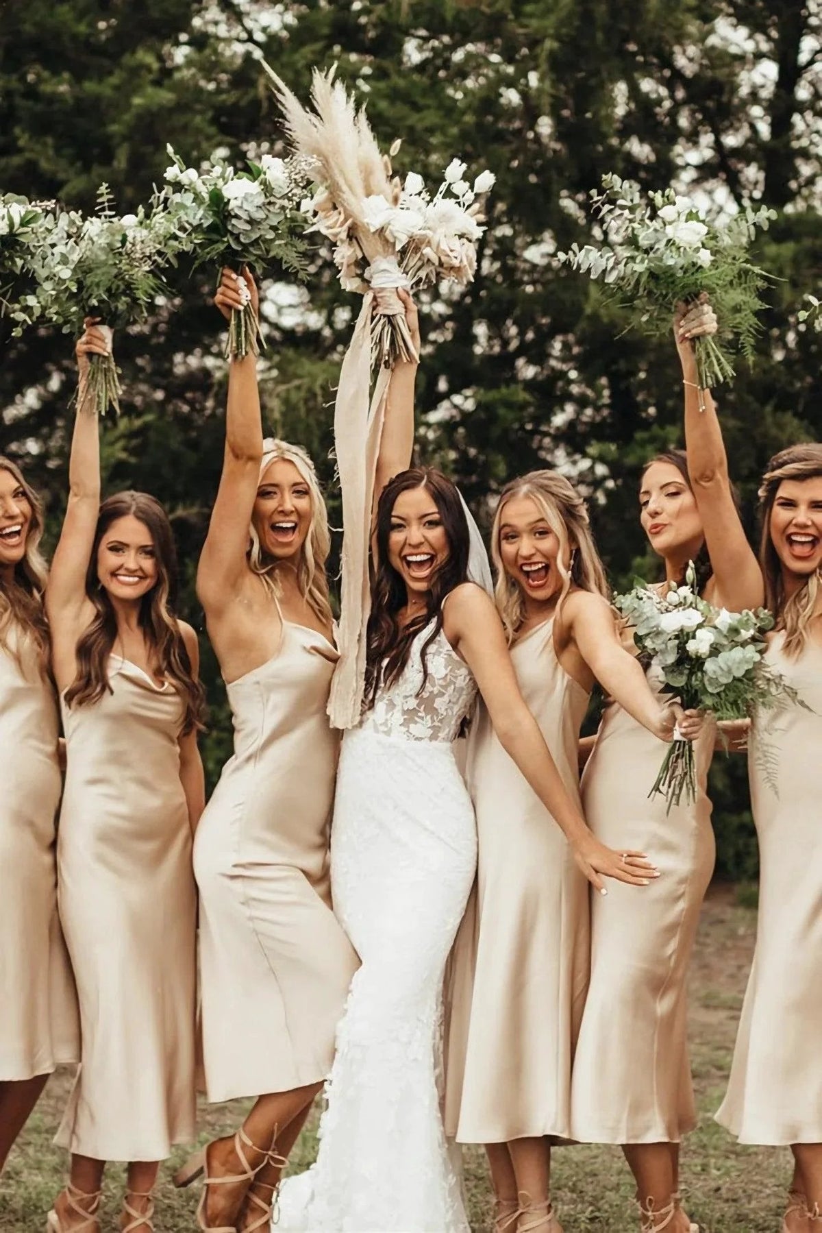 Charming Spaghetti Straps Champagne Silk Satin Bridesmaid Dresses (ZD13252)