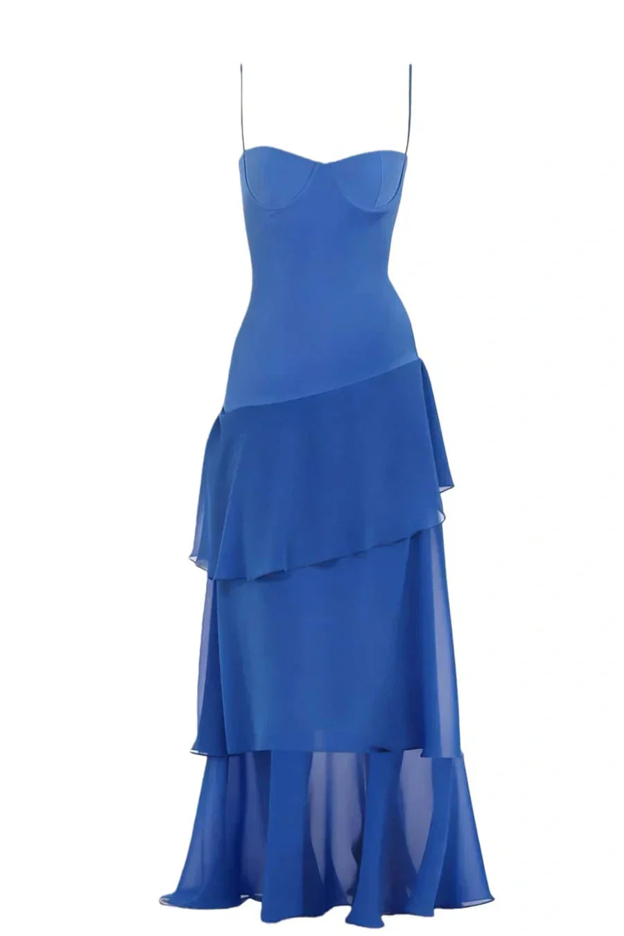 Charming Mermaid Spaghetti Straps Yellow Long Prom Dress with Ruffles