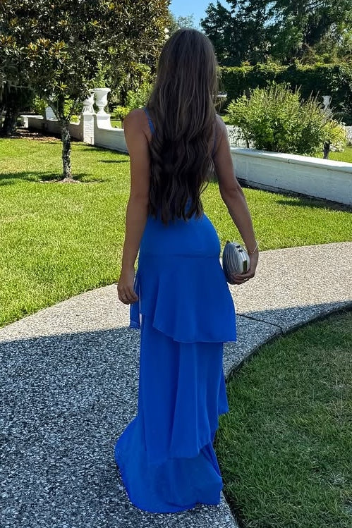 Charming Mermaid Spaghetti Straps Yellow Long Prom Dress with Ruffles