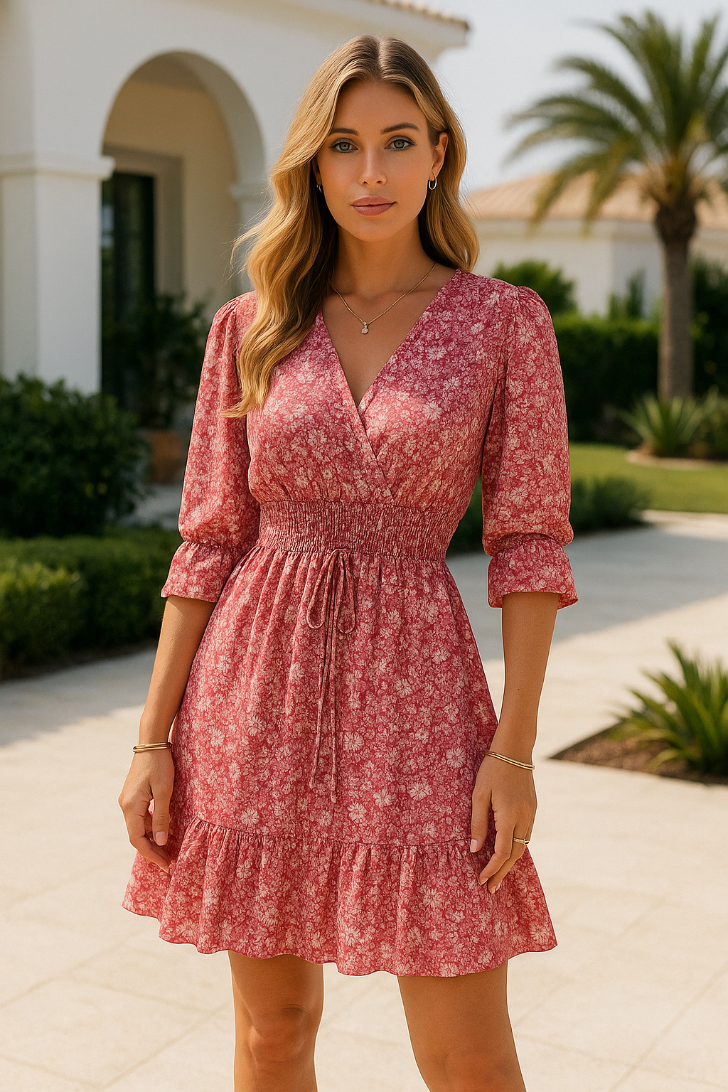 Alexa Premium Women's Casual Floral Mini Dress Elevated Occasion Wear