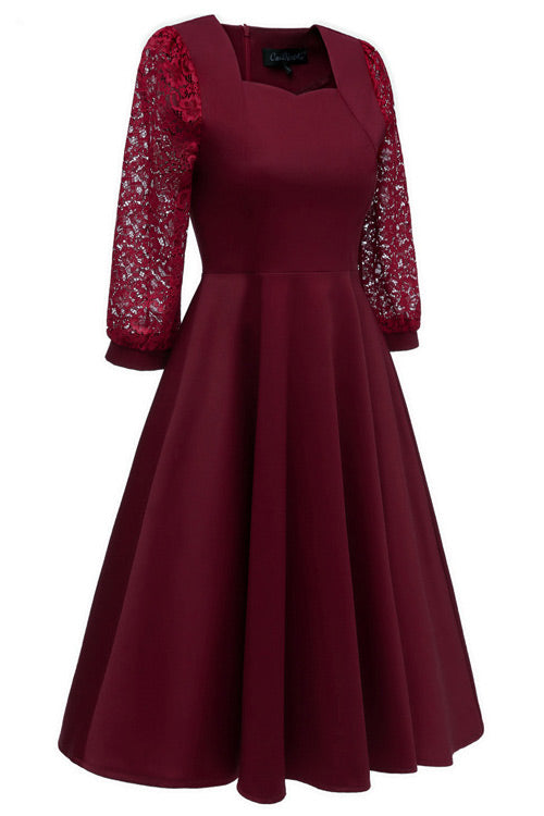 Chic Burgundy A-line Homecoming Dress With Long Sleeves - Fashionpara