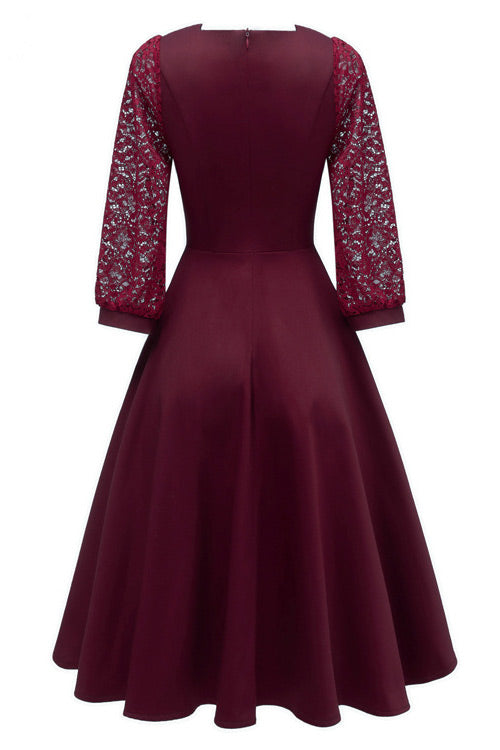Chic Burgundy A-line Homecoming Dress With Long Sleeves - Fashionpara