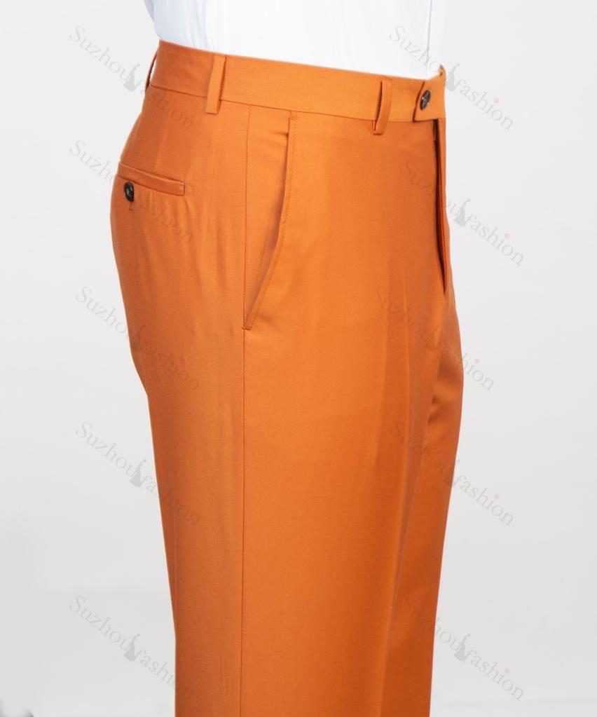 Chic Orange Notched Lapel 2 Piece Prom Suit