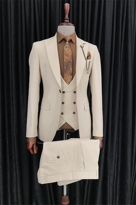 Chic Peaked Lapel 3 Piece Prom Suit for Men