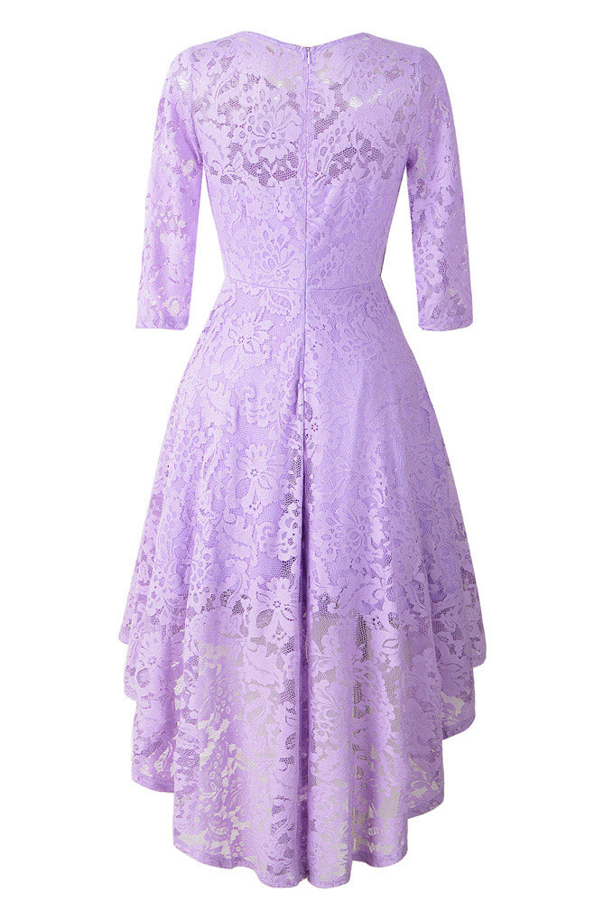 Chic Purple Lace High Low Prom Dress - Fashionpara