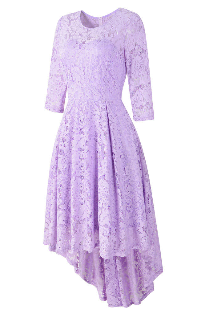 Chic Purple Lace High Low Prom Dress - Fashionpara