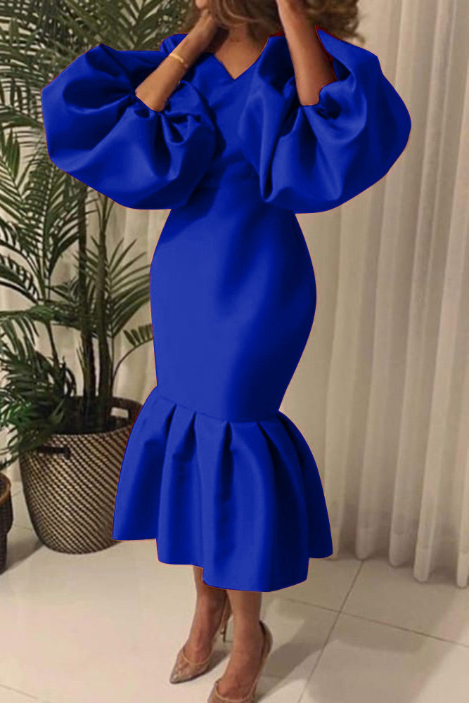 Chic Royal Blue Mermaid Cocktail Dress - Fashionpara
