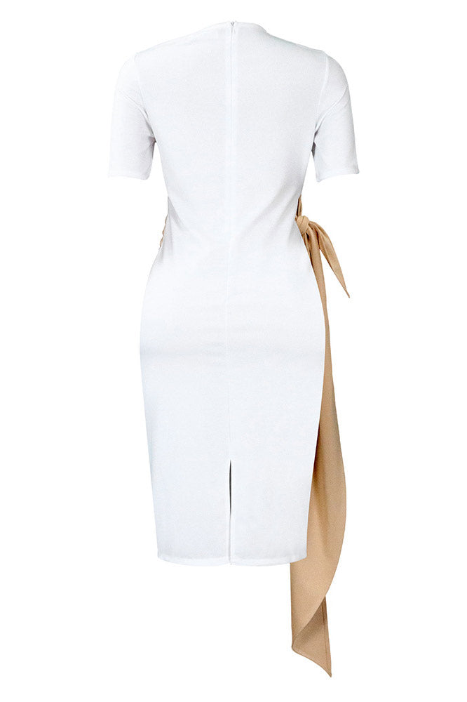 Chic White Bodycon Midi Dress - Fashionpara