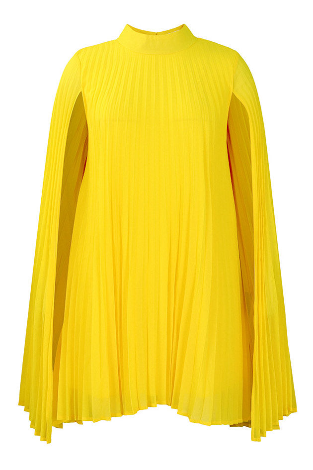Chic Yellow Chiffon Mini Party Dress - Fashionpara