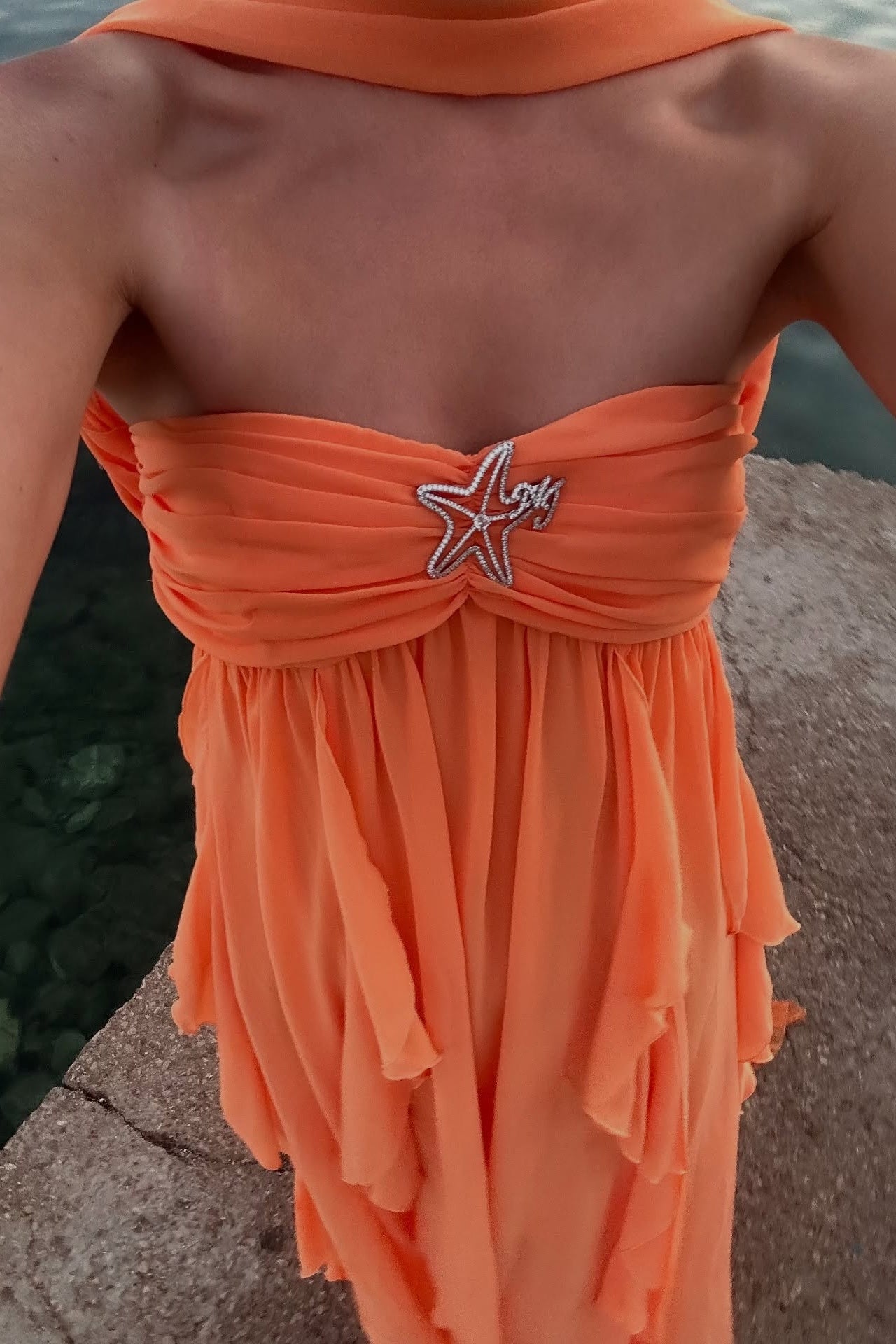 Chic A Line Halter Neck Pink Long Prom Dress with Ruffles
