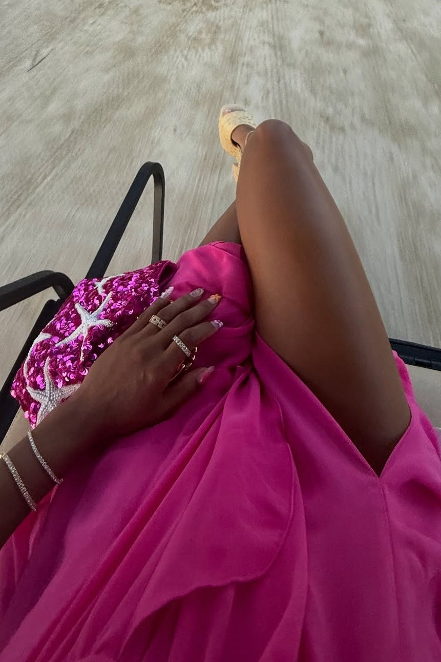 Chic A Line Halter Neck Pink Long Prom Dress with Ruffles