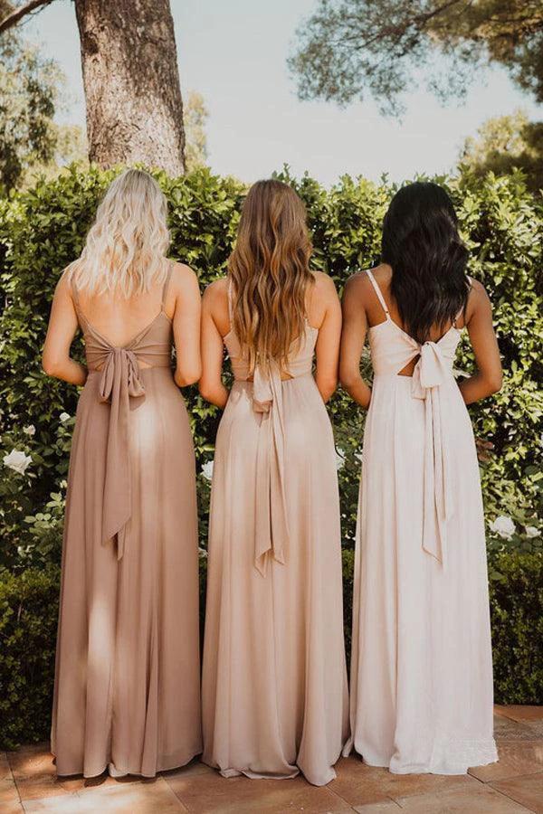 Chiffon Spaghetti Straps Neckline A-line Bridesmaid Dresses (ZD13266)