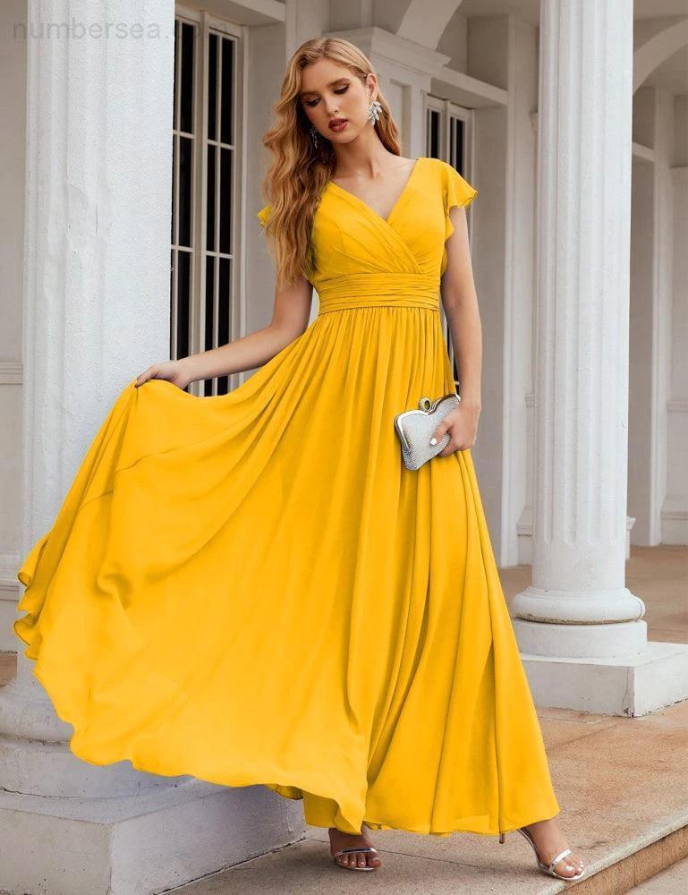 ZapDress V-Neck Bridesmaid Dress Floor Length Backless Formal Evening Dress 28024 (ZD17052)