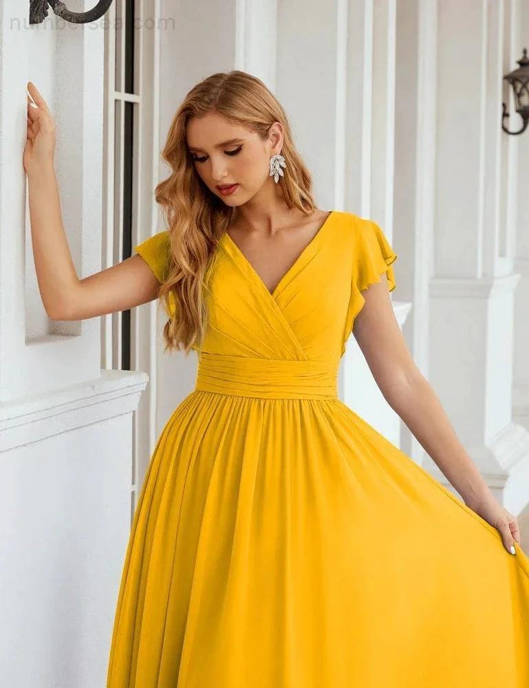 ZapDress V-Neck Bridesmaid Dress Floor Length Backless Formal Evening Dress 28024 (ZD17052)
