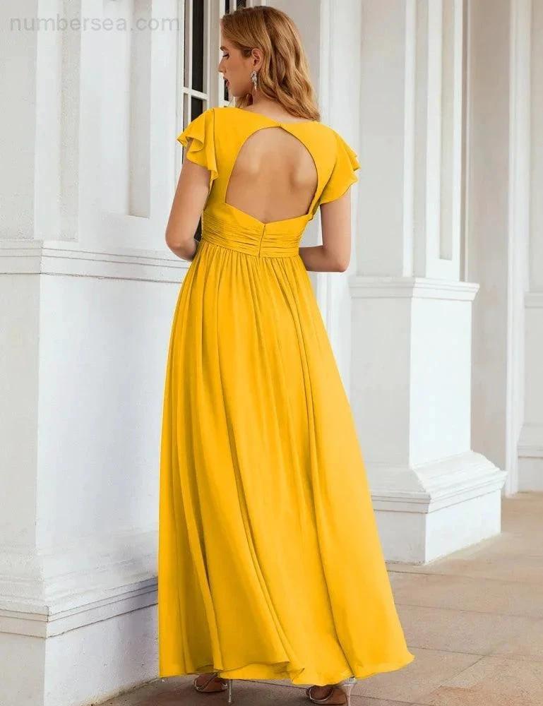 ZapDress V-Neck Bridesmaid Dress Floor Length Backless Formal Evening Dress 28024 (ZD17052)