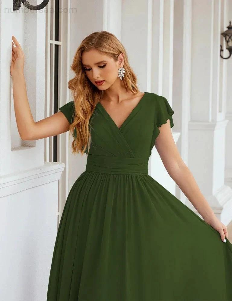 ZapDress V-Neck Bridesmaid Dress Floor Length Backless Formal Evening Dress 28024 (ZD17052)