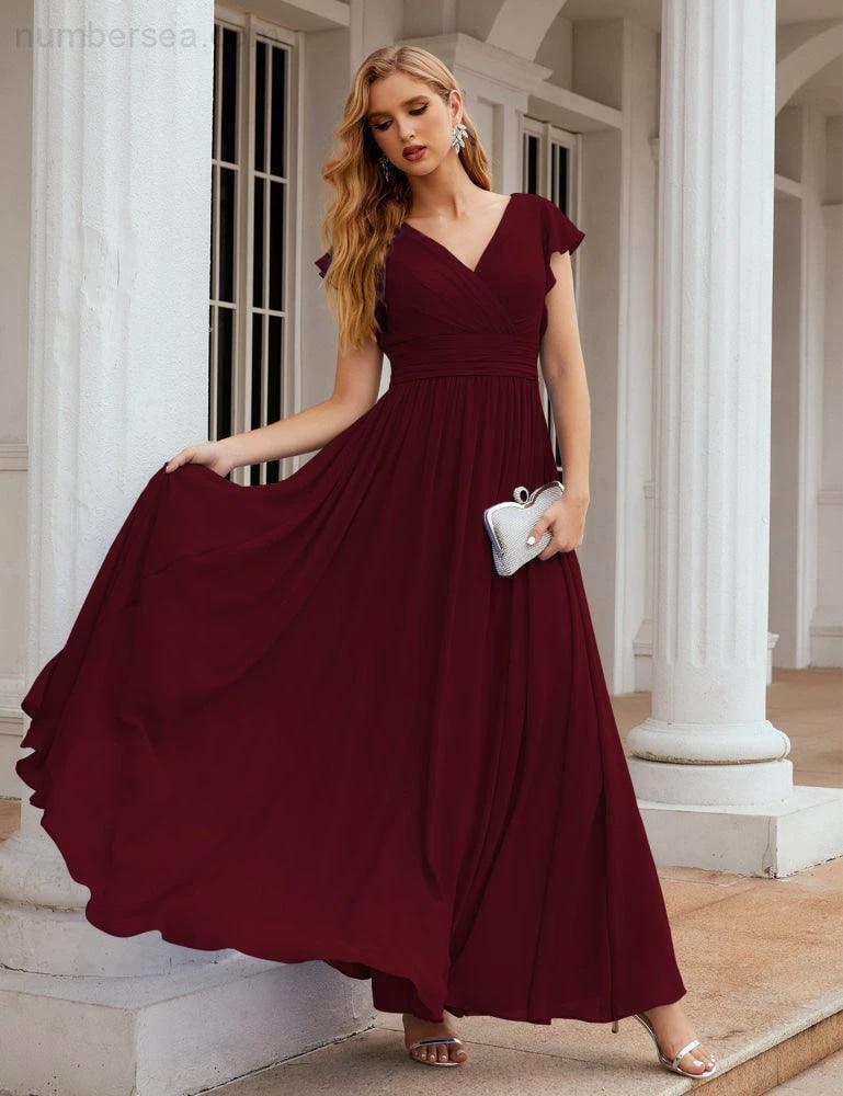 ZapDress V-Neck Bridesmaid Dress Floor Length Backless Formal Evening Dress 28024 (ZD17052)