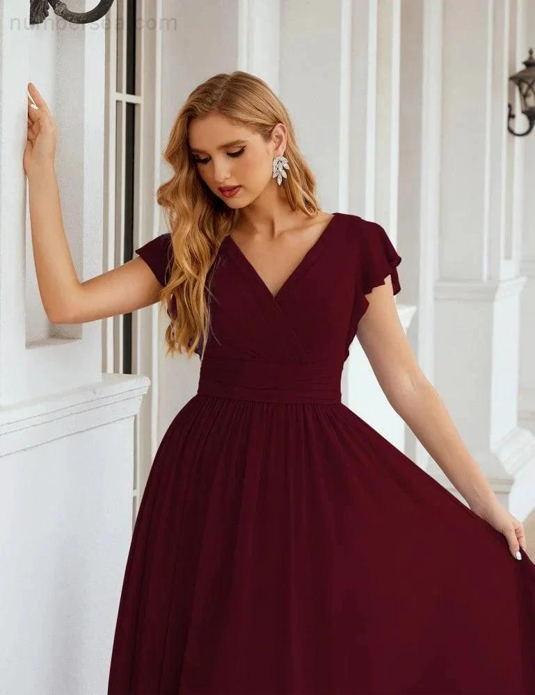 ZapDress V-Neck Bridesmaid Dress Floor Length Backless Formal Evening Dress 28024 (ZD17052)