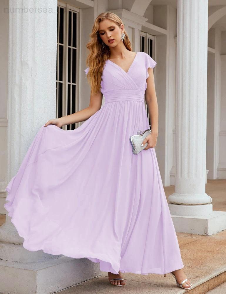 ZapDress V-Neck Bridesmaid Dress Floor Length Backless Formal Evening Dress 28024 (ZD17052)