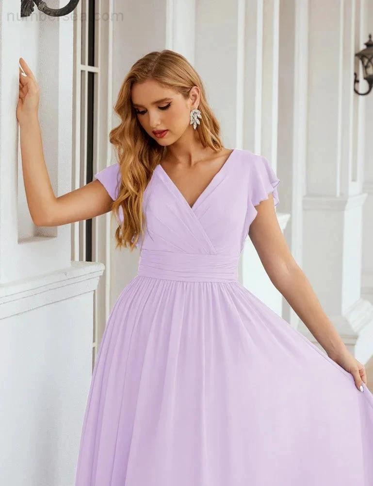 ZapDress V-Neck Bridesmaid Dress Floor Length Backless Formal Evening Dress 28024 (ZD17052)