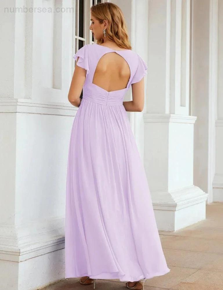 ZapDress V-Neck Bridesmaid Dress Floor Length Backless Formal Evening Dress 28024 (ZD17052)