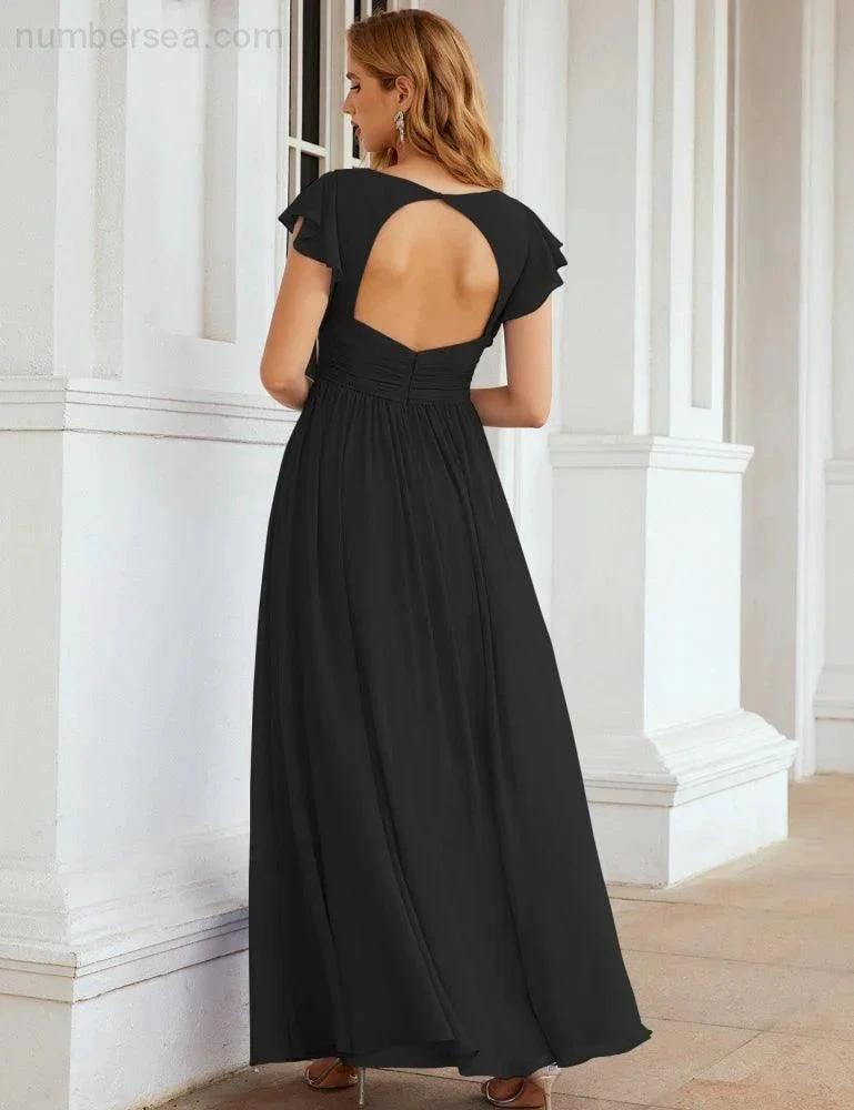 ZapDress V-Neck Bridesmaid Dress Floor Length Backless Formal Evening Dress 28024 (ZD17052)