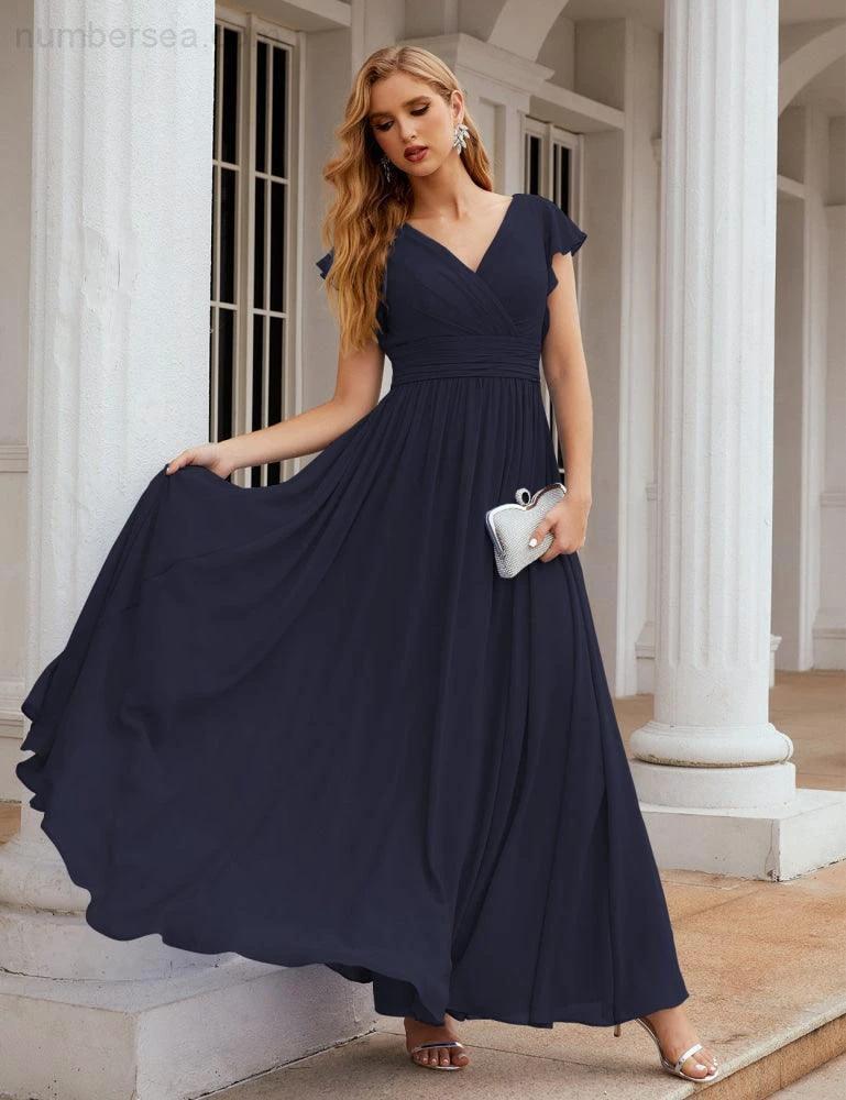 ZapDress V-Neck Bridesmaid Dress Floor Length Backless Formal Evening Dress 28024 (ZD17052)