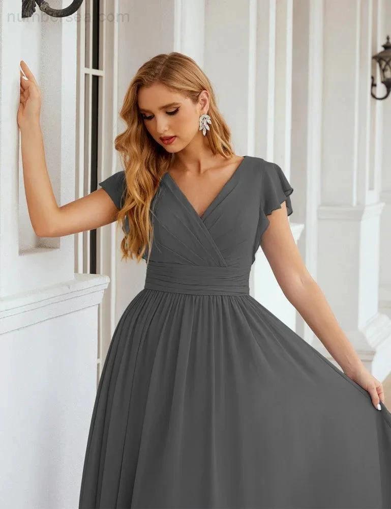 ZapDress V-Neck Bridesmaid Dress Floor Length Backless Formal Evening Dress 28024 (ZD17052)